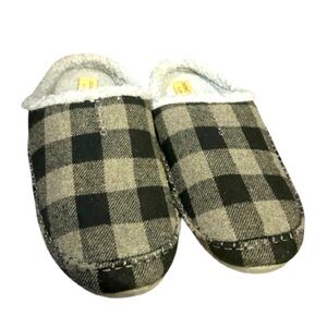 Deer Stags Slippers Gray Black Checks 11.5 NEW